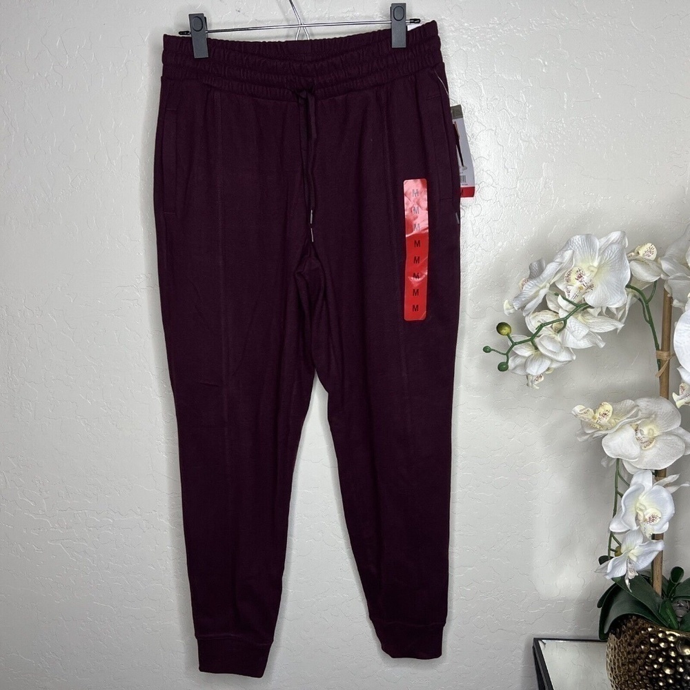 Mondetta Women's Pants Cozy Warm Fleece Jogger with Pockets Wine Tasting Size M